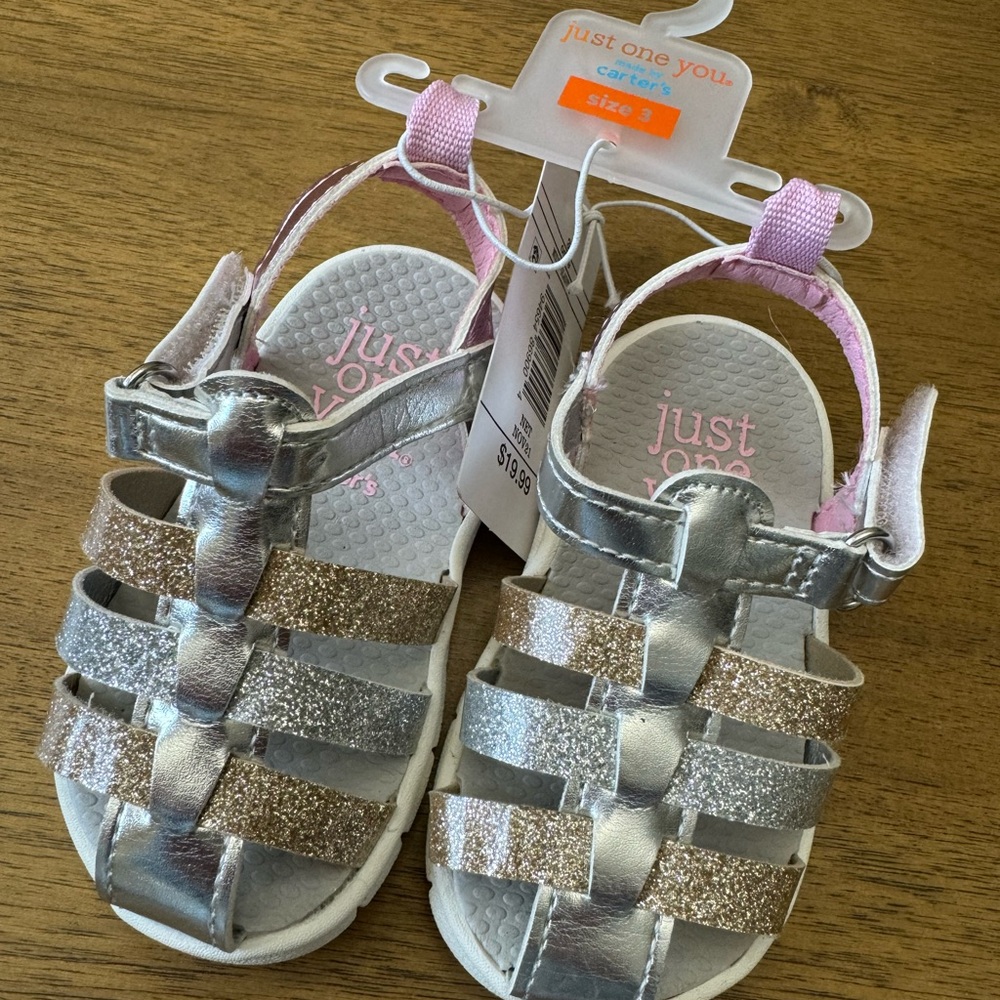 NWT Toddler Girl's Just One You Carter’s Multi Gladys Sandals Glitter